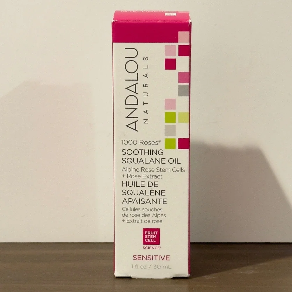 Andalou Naturals 1000 Roses Soothing Squalane Oil Sensitive Skin 1oz 30mL NEW